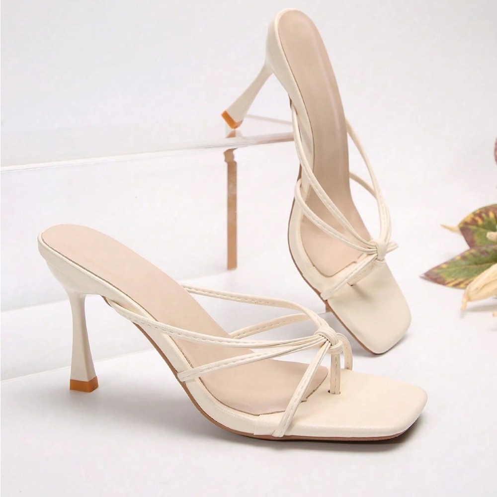 French-Inspired Cream Heel Sandals | Size 38 (US 7) | Never Worn